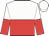 white and red halved horizontally, halved sleeves, white cap