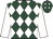 Dark green and white diamonds, white sleeves