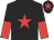 Black, red star, halved sleeves and star on cap