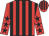 Red and black stripes, red sleeves, black stars