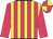 Cerise and gold stripes, cerise sleeves, quartered cap