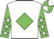 White, green diamond, green sleeves, white stars, green, quartered cap