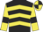 Black, yellow chevrons, yellow sleeves, black armlets, quartered cap