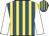 Royal blue and yellow stripes, white sleeves