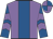 Mauve, royal blue stripe, royal blue and mauve chevrons on sleeves, mauve and royal blue quartered cap