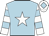light blue, white star, white sleeves, light blue hoops, white cap, light blue diamond