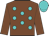 Chocolate, turquoise spots, chocolate sleeves, turquoise cap