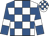 White and royal blue check, royal blue sleeves, white armlets