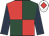 Red and dark green (quartered), dark blue sleeves, white cap, red diamond