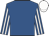Royal blue, white striped sleeves, white cap