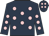 Dark blue, pink spots