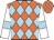 Orange and light blue diamonds, white sleeves, light blue armlets