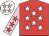 Red, white stars, pink sleeves, red stars, white cap, pink stars