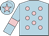 Light blue, pink spots, armlets and star on cap