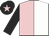 Pink and white (halved), black sleeves, black cap, pink star
