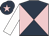 Dark blue and pink diabolo, white sleeves, dark blue cap, pink star