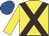 Yellow, brown cross belts, royal blue cap