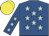 Royal blue, light blue stars, yellow cap