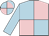 Light blue and pink (quartered), light blue sleeves