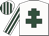 White, dark green cross of lorraine, striped sleeves and cap