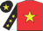 Red, yellow star, black sleeves, yellow stars, black cap, yellow star