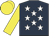 Dark blue, white stars, yellow sleeves and cap