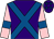 Purple, royal blue cross sashes, pink sleeves, royal blue armlets, purple cap, royal blue stars