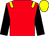 Red body, yellow epaulettes, black arms, yellow cap