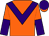 Orange, purple chevron, halved sleeves, purple cap, orange peak