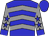 Blue, grey chevrons, grey sleeves, blue stars and cuffs, blue cap