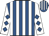 Royal blue and white stripes, white sleeves, royal blue diamonds