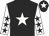 Black, white star, white sleeves, black stars, black cap, white star