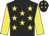 Black, yellow stars, Yellow sleeves, Black cap, Yellow stars