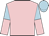 Pink, light blue and pink halved sleeves, light blue cap