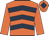 Orange, dark blue chevrons, orange sleeves, orange cap, dark blue diamond