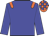 Big-blue body, orange epaulettes, big-blue arms, orange cap, big-blue checked