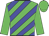 Lime green, blue diagonal stripes