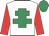 white, emerald green cross of lorraine, red sleeves, emerald green cap