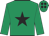 Emerald green, black star and spots on cap
