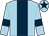 Light blue, dark blue stripe, armlets and star on cap