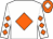 White body, orange diamond, white arms, orange diamonds, orange cap, white diamond