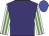 purple, white sleeves, green stripes, blue cap