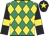 Emerald green and yellow diamonds, black sleeves, yellow armlets and star on black cap