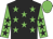 Black, green stars, green sleeves, black stars, green cap