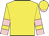 Yellow,pink sash with white spots, pink armbands and cuffs,yellow cap white spots, pink peak