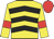 Yellow, black chevrons, yellow sleeves, red armbands and cap
