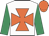 White, orange maltese cross, emerald green sleeves, orange cap