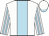 White, sky blue stripe, striped sleeves, white cap, sky blue peak