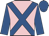 Pink, royal blue cross sashes, royal blue sleeves, cap