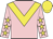 Pink, yellow chevron, pink sleeves, yellow stars and cap